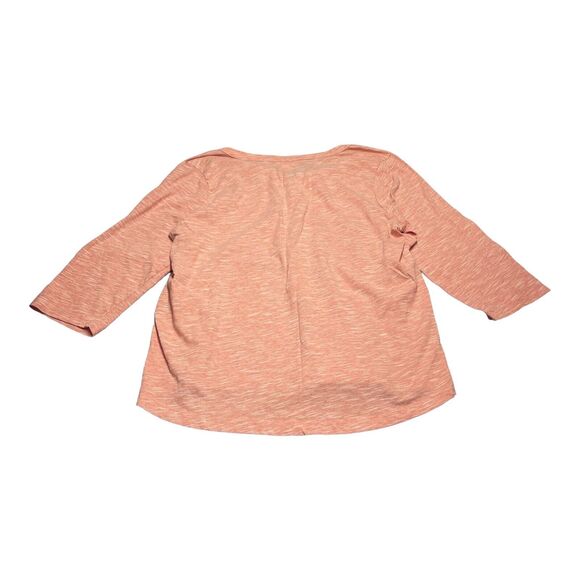 Christopher & Banks Shirt Womens 1X Coral Pockets Henley Neck Casual Long Sleeve - Picture 2 of 6